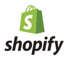 Logotipo de Shopify con una bolsa de compras en tonos verdes y la letra "S" en blanco, acompañado del texto "shopify" en tipografía negra.